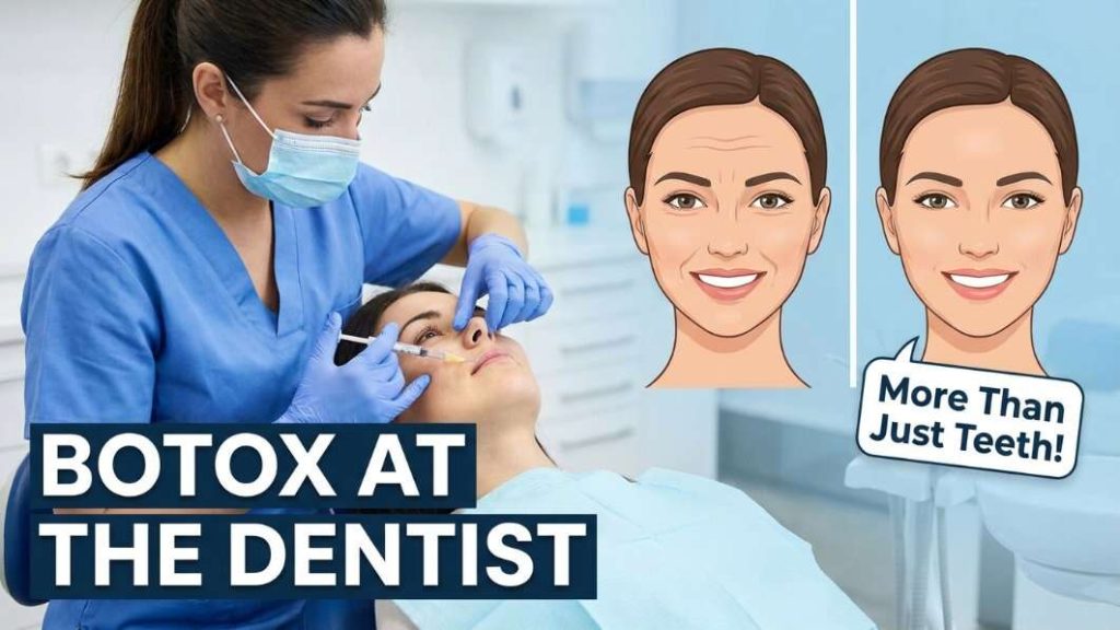 Dentist administering Botox injection to patient in dental office